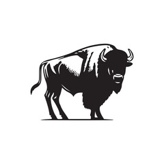 Buffalo Flat Icon, buffalo silhouette black vector art illustration, illustration logo of minimalist outline of a buffalo