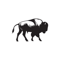 Buffalo Flat Icon, buffalo silhouette black vector art illustration, illustration logo of minimalist outline of a buffalo
