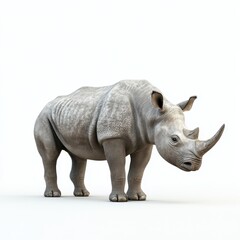 Fototapeta premium Realistic Rhinoceros Model on White Background