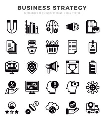 Vector Business Strategy types icon set in Lineal Filled style. vector illustration.