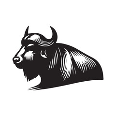 Buffalo Flat Icon, buffalo silhouette black vector art illustration, illustration logo of minimalist outline of a buffalo