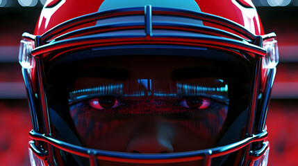 3D Football Helmet with Red Eyes Illustration
