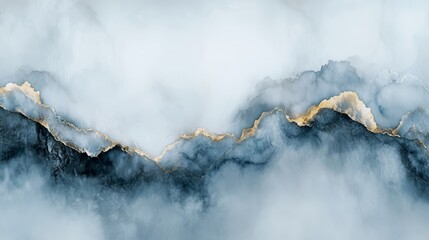 Misty mountain majesty, a serene landscape painting of fogshrouded peaks and atmospheric valley