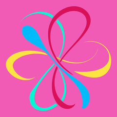 Abstract Colorful Flower Design. A captivating abstract flower design with bright and vivid colors. The image features curves and lines in a geometric pattern, showcasing a modern and dynamic artistic