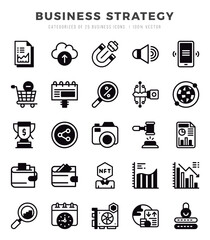 Set of simple Lineal Filled Business Strategy Icons. Lineal Filled art icons pack.