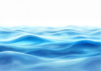 Soft blue ocean waves against white background