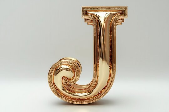 sophisticated 3d rendering of a serif letter j crafted from polished gold standing proudly against a pristine white background showcasing elegance and luxury in typography