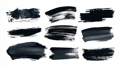 Black mascara smears isolated on white background