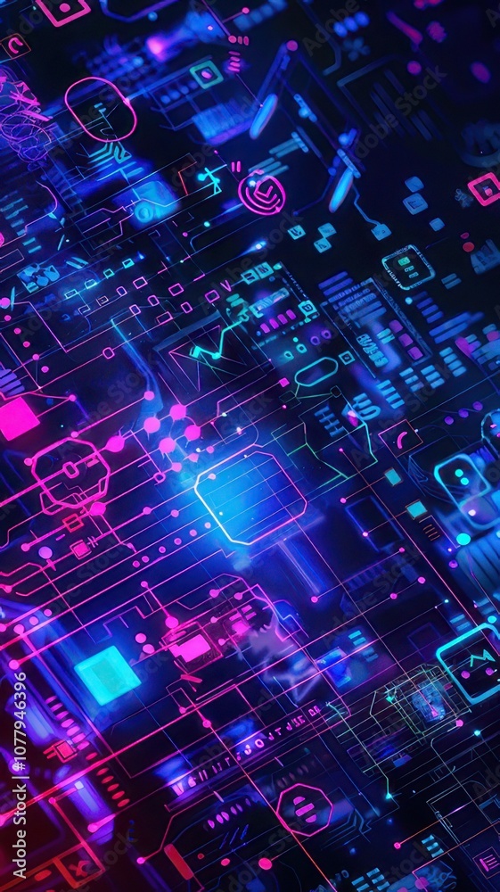 Wall mural abstract technology background with circuit board