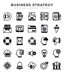Collection of Business Strategy 25 Lineal Filled Icons Pack.