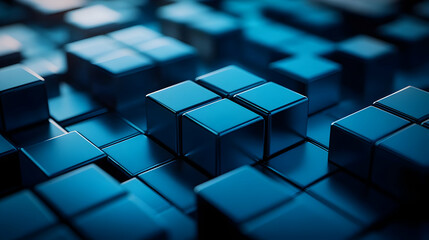 Abstract 3D Blue Cubes Background