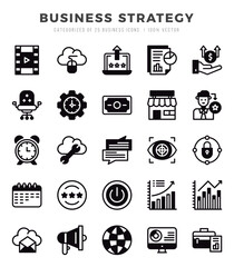 Set of 25 Business Strategy Lineal Filled Icons Pack.