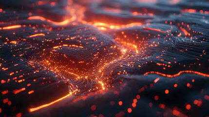 Abstract 3D Background: Glowing Lines and Sparks