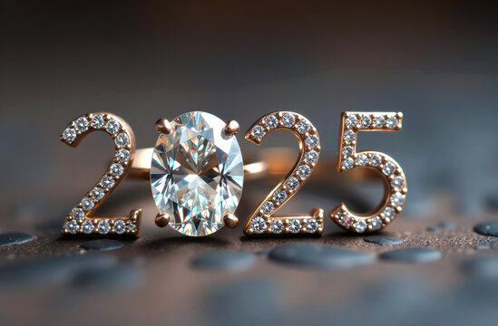 Glamorous diamond ring celebrating 2025 with vibrant elegance and timeless style