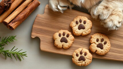 American national cat day celebration with paw print cookies and feline themes