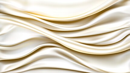 Obraz premium Elegant silk fabric in soft cream color with smooth waves and gentle folds creating a luxurious and refined texture, perfect for creative and artistic backgrounds