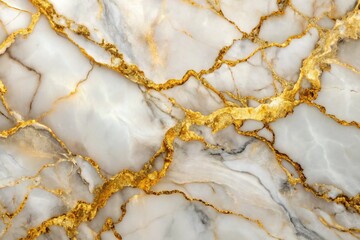 Elegant Marble Texture with Gold Veins - Overhead Shot of White Soft Surface for Interior Design, Luxury Aesthetics, and Sophisticated Backgrounds