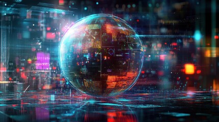 Fototapeta premium Digital Globe in a Futuristic Setting