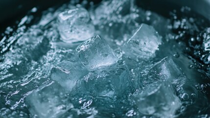 Obraz premium Close-up of Ice Cubes in Water