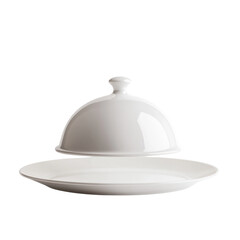 White Serving Cloche Over Empty Plate
