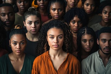 Fototapeta premium United strength a diverse collective showcasing unwavering determination and inclusion power