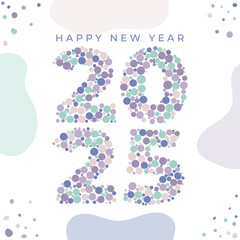 colorful dot circle fill happy new year 2025 element vector design