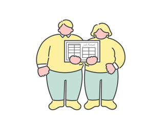 夫婦と婚姻届　イラスト