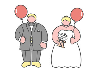 新郎新婦　結婚式　ウエディング　イラスト