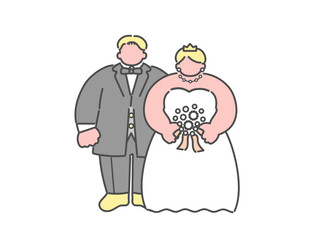 新郎新婦　結婚式　ウエディング　イラスト