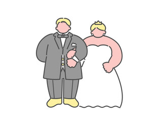 新郎新婦　結婚式　ウエディング　イラスト