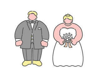新郎新婦　結婚式　ウエディング　イラスト
