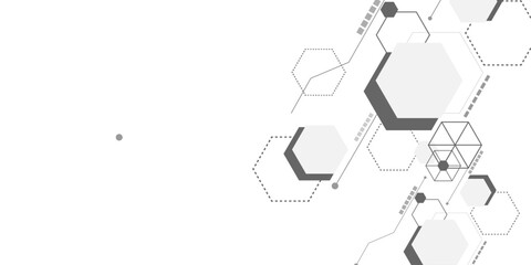 Fototapeta premium White and Black abstract geometric hexagon shape. Medical, technology or science design.
