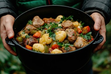 Delicious homemade khashlama lamb stew with vegetables - perfect for hearty spring meals