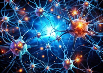 Glowing Neurons Background: A Stunning Silhouette Display of AI-Generated Neural Connections and Brain Activity in Vibrant Colors for Science and Technology Themes