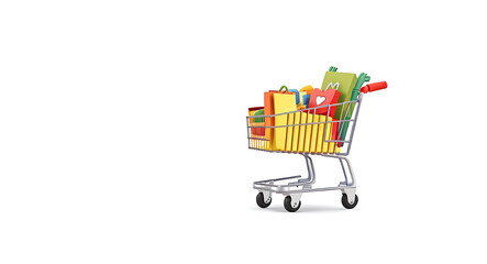 &ldquo;2D Flat Icon of a Shopping Cart with Heart Symbol&rdquo; &ndash; A Minimalist Icon Representing Online Shopping and Favorite Items, in Flat Design Style, on a White Background