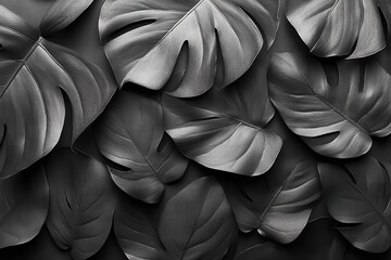 Fototapeta premium tropical black leaves with a textured surface captured in a moody light setting creating an abstract pattern that highlights the beauty and intricacies of nature