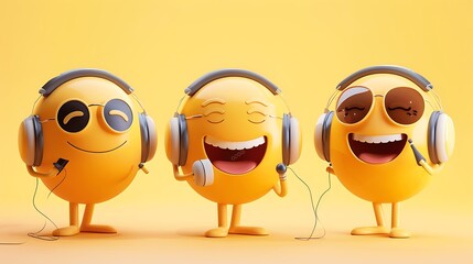 Obraz premium emojis with blackbackground film crew face