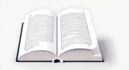 “Flat Icon of a Book with a Bookmark Ribbon” – A Minimalist 2D Flat Illustration of an Open Book with a Ribbon Marker, Symbolizing Reading and Education, on a White Background