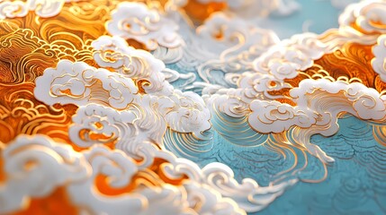 Traditional Chinese 3d auspicious cloud illustration poster background