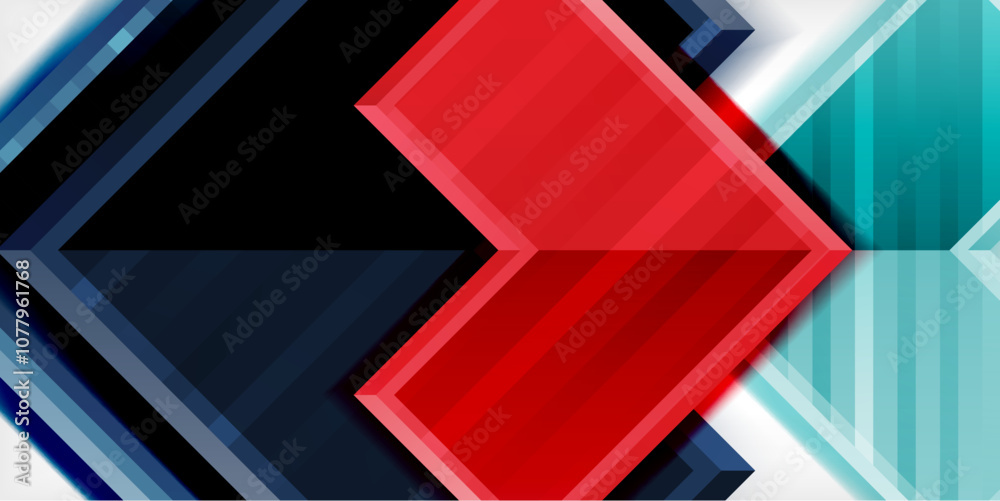 Poster Arrow symbols created with 3d effects and line texture geometric abstract background