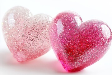 Fototapeta premium Charming pink and white glittering hearts on a bright background for valentine s day celebration