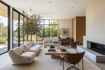 Contemporary light living room with sleek lines and minimalist furniture