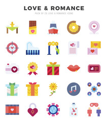 Love & Romance. Flat icons Pack. vector illustration.