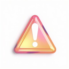3D Graphical Object with Fading Warning Indicators in Iridescent Color-Shifting Theme for Digital Design Projects on White Background