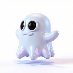 3D Ghostly Malware Illustration with Anti-Gravity Aesthetic for Magical Transparent Overlay Designs