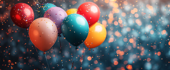 colorful party balloons on white background. Festive party and Happy birthday decoration with copy space. set of multicolored balloons space for text
