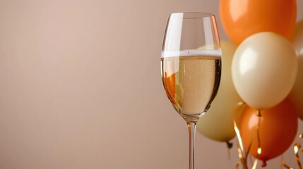 Finnish vappu celebration minimalist flat lay with champagne and balloons for may day festivities