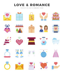 Love & Romance Flat icons. Vector Flat illustration.