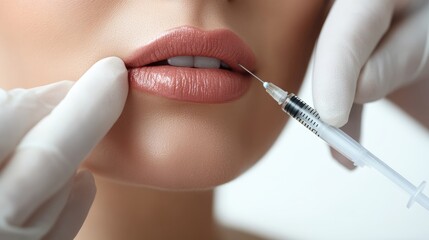 Close-up of Lip Injections: A Beauty Procedure