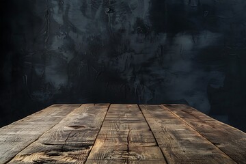 Empty wooden table and grunge wall background